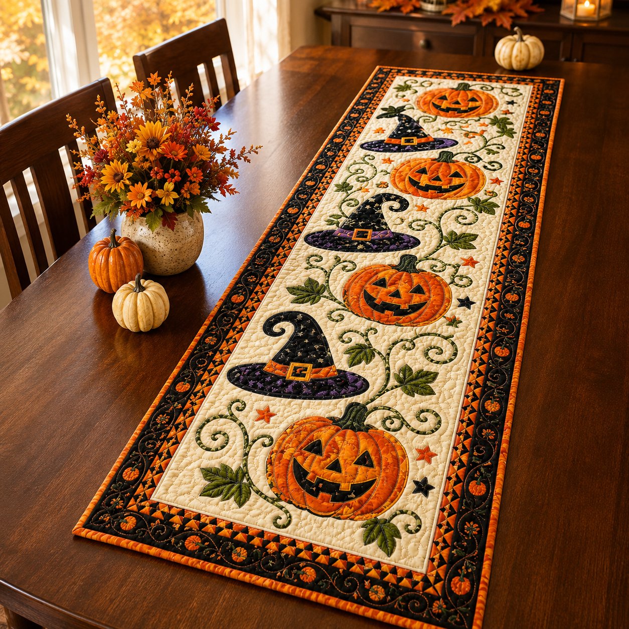 🍁🎃 Rustic Autumn Table Runner – Create a Warm Harvest Season Atmosphere