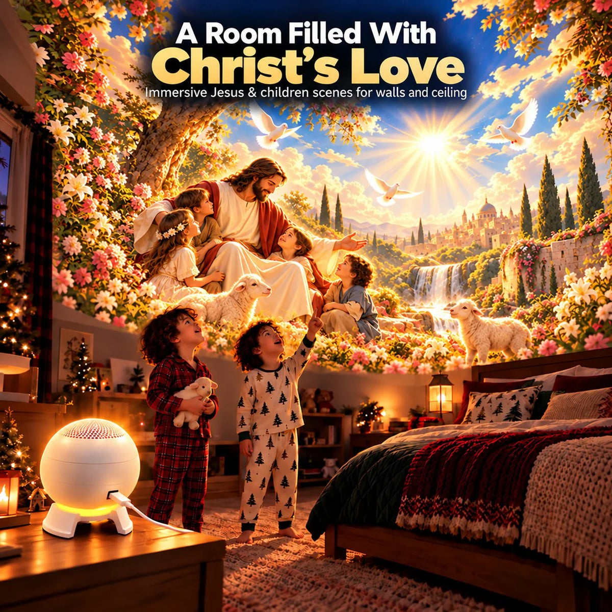 ⏰49% OFF✝️ Jesus Loves the Little Children Projection Light – Fill Your Home With Christ’s Love & Heavenly Peace