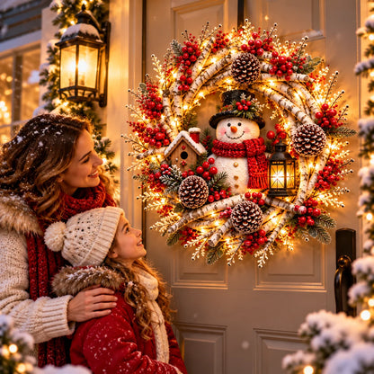 🔥 LAST DAY 49% OFF 🔥 Snowy Birch Cardinal Wreath™ – Lighted Christmas Door Wreath with Paired Red Cardinals, Berries & Pinecones ❤️🎄✨