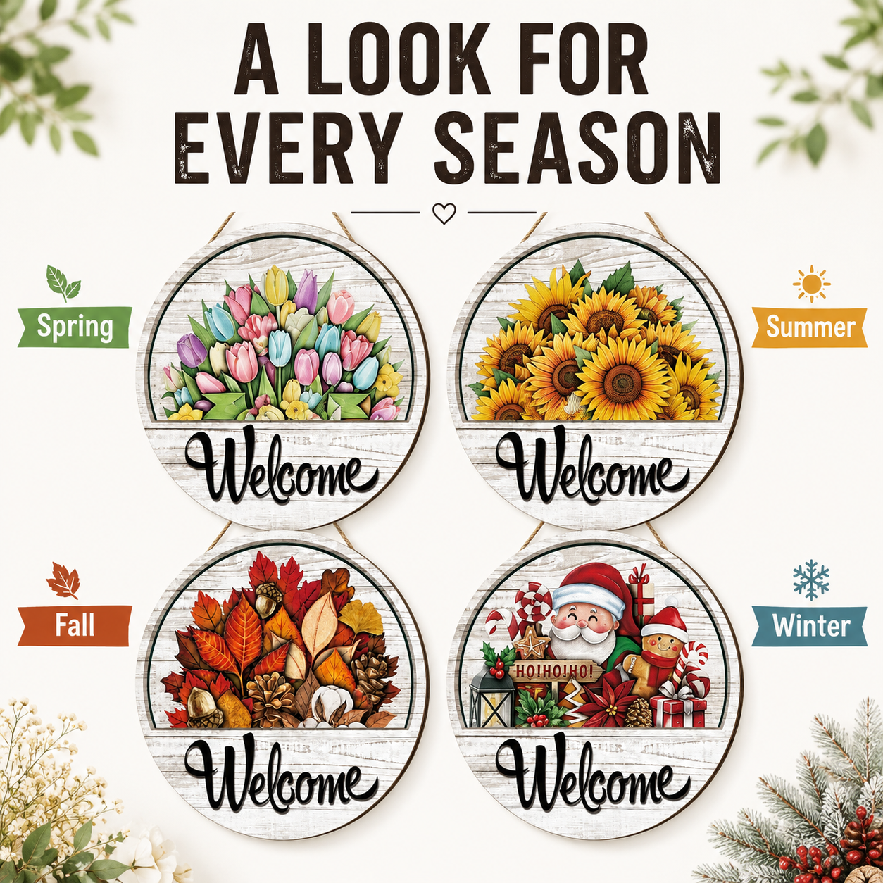 Seasonal interchangeable welcome sign