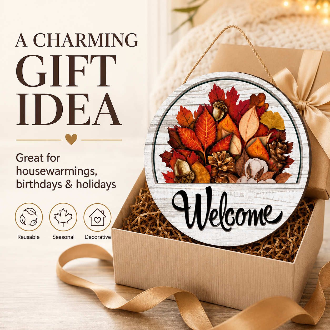 Interchangeable seasonal welcome sign pieces