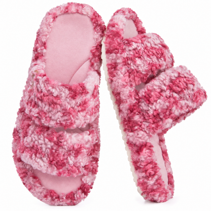 Women's Fuzzy Open-Toe Slippers – Stylish Classic Slides with Soft Memory Foam, Non-Slip Rubber Sole, Perfect Cozy Footwear ,Girl Fur Flipflop Walking Shoes Fluffy Modern Sleeper Slip On Clog